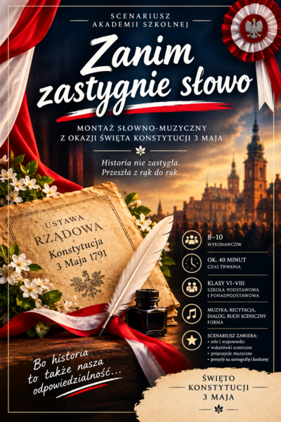 Montaż słowno-muzyczny z okazji Święta Konstytucji 3 Maja Historia nie zastygła. Przeszła z rąk do rąk.