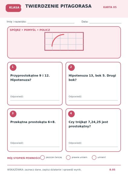 Matematyka – klasa 8 | 12 graficznych kart pracy + klucz odpowiedzi