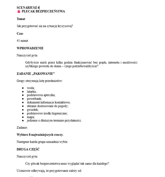 10 scenariuszy lekcji wychowawczych o bezpieczeństwie (2026/2027)