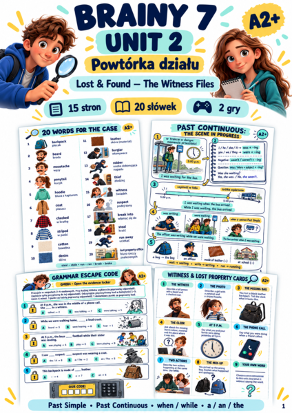 Brainy 7 Unit 2 – powtórka działu A2+ | 15 stron, sketchnote i 2 gry