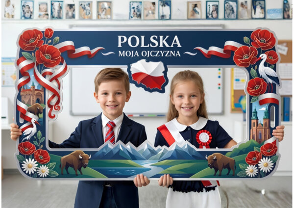 Polska Moja Ojczyzna – Wielka ramka dekoracyjna XXL do druku (18 stron A4, dekoracja na Dzień Niepodległości / uroczystości szkolne)