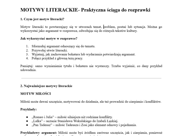 Motywy literackie- rozprawka