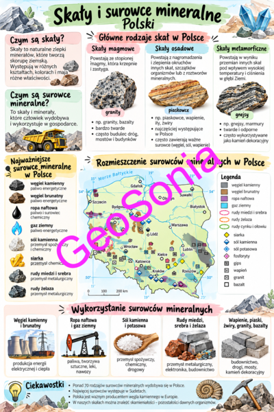 Skały i surowce mineralne w Polsce geografia klasa 7 sketchnotka