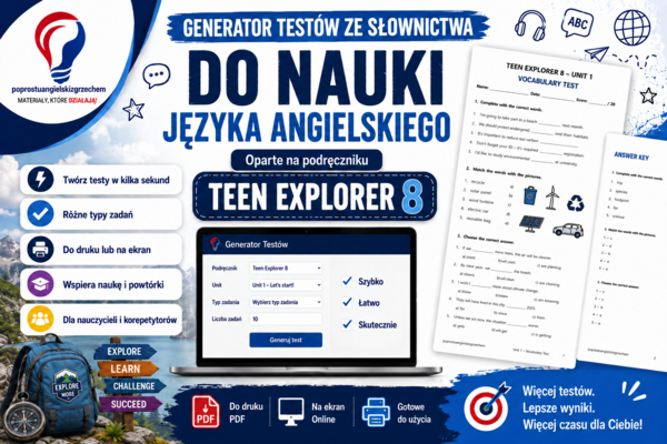 Generator testów Teen Explorer 8, Unit 1