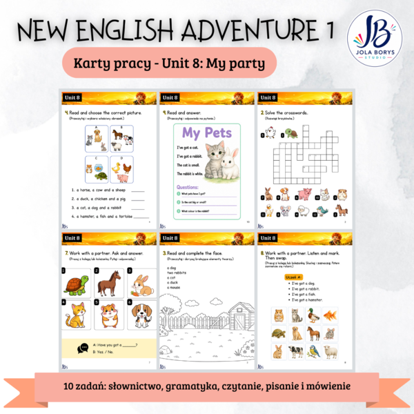 New English Adventure 1 – Unit 8: My Party – zadania komunikacyjne