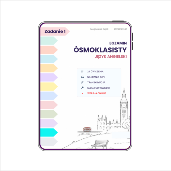 Egzamin Ósmoklasisty – Język Angielski: Zadanie 1 (Słuchanie) | 24 Zestawy + MP3 + Wersja Online