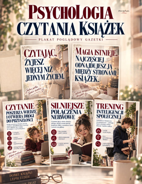 Psychologia czytania-gazetka na dzień czytania, plakaty o bezcenności książek