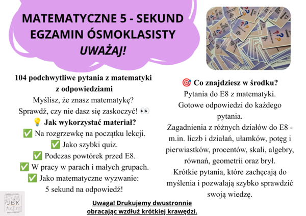 Matematyczne 5 sekund Egzamin ósmoklasisty Uważaj!