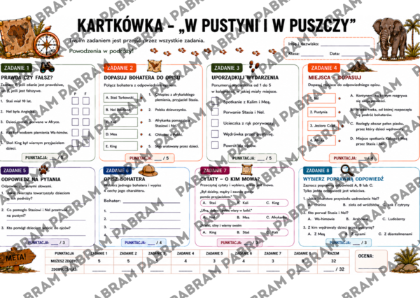 Kartkówka "W pustyni i w puszczy"