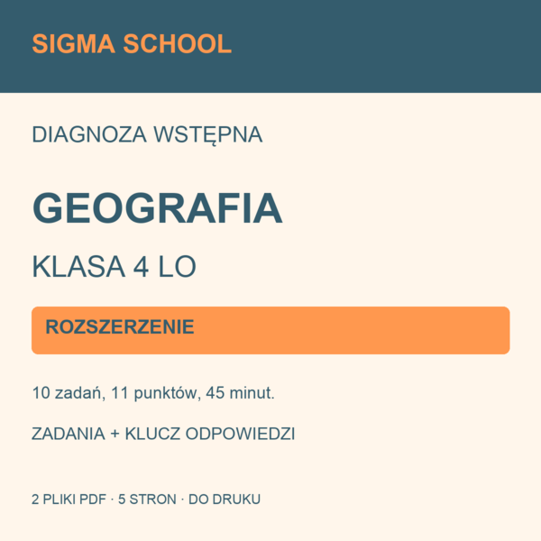 Diagnoza wstępna — geografia, klasa 4 LO — ROZSZERZENIE + klucz i analiza