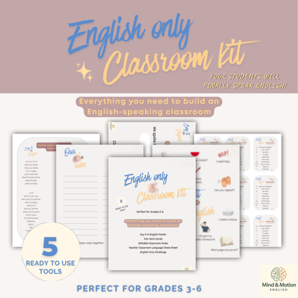English Only Classroom Kit - 5 Ready-to-Use Tools for English Lessons