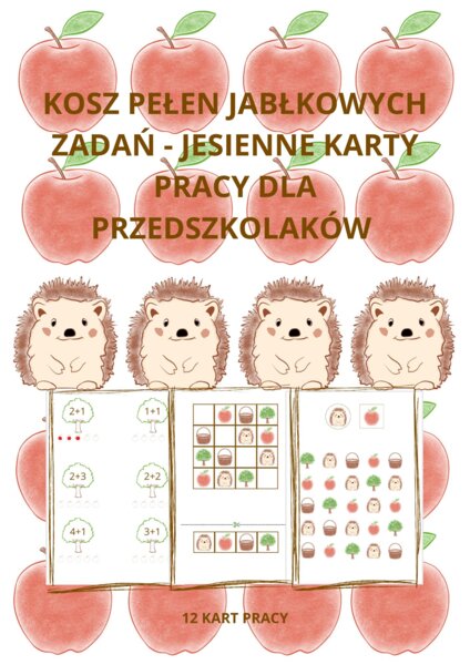 🍎🍂 Kosz pełen jabłkowych zadań - jesienne karty pracy dla przedszkolaków 🍎🍂