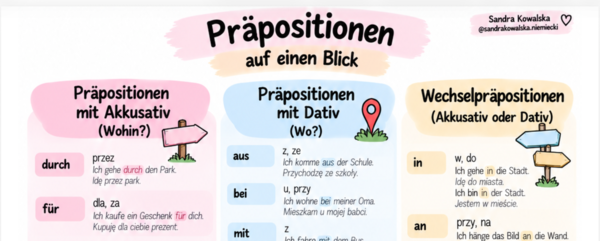 Präpositionen auf einen Blick - niemieckie przyimki w pigułce