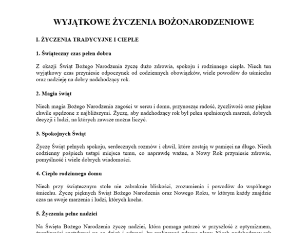 Wyjątkowe życzenia bożonarodzeniowe