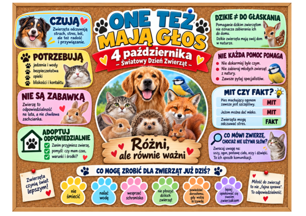 Światowy Dzień Zwierząt – gazetka szkolna na 4 października | dekoracja + elementy XXL