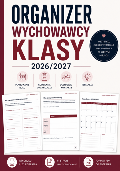 ORGANIZER WYCHOWAWCY KLASY 2026/2027 – PLANER, DOKUMENTACJA I ORGANIZACJA PRACY