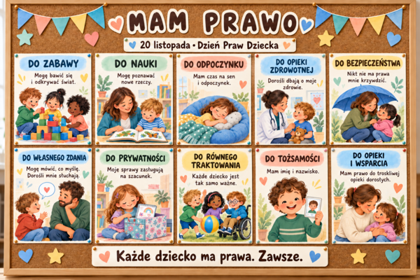 💙 Mam prawo! — gazetka na Dzień Praw Dziecka