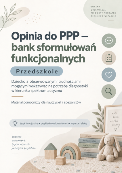Opinia do PPP – bank sformułowań funkcjonalnych. Przedszkole. Dziecko z podejrzeniem spektrum autyzmu
