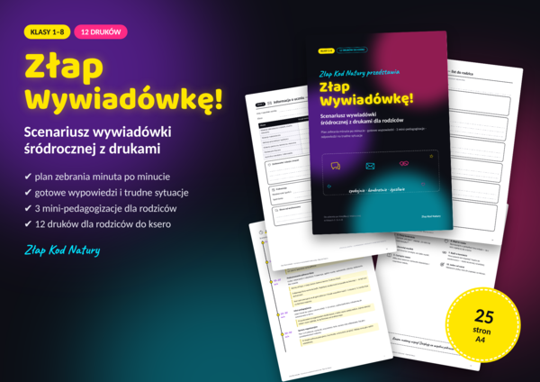 Scenariusz wywiadówki śródrocznej z drukami dla rodziców | klasy 1–8, 12 druków PDF