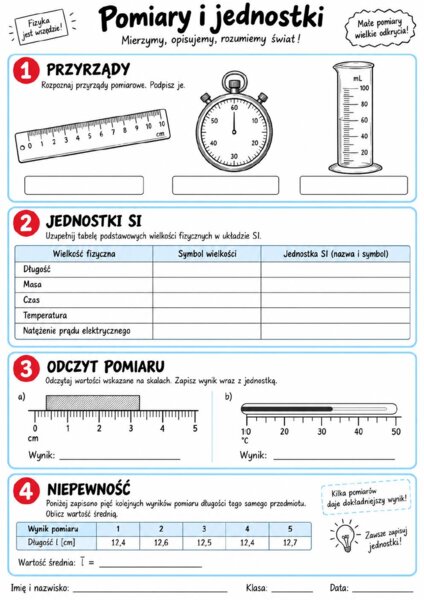 Fizyka – 15 graficznych kart pracy dla klasy 7 z kluczem odpowiedzi