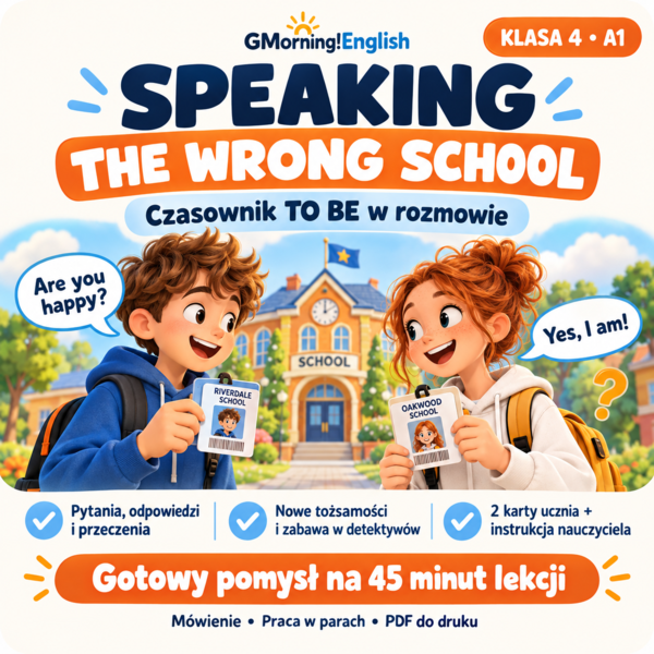 Konwersacje klasa 4 - „The Wrong School” z czasownikiem „to be”