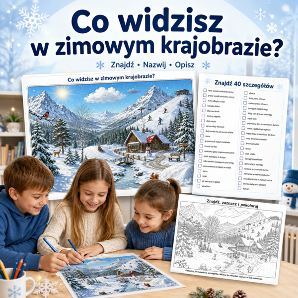 Co widzisz w zimowym krajobrazie? — 40 szczegółów do odnalezienia, nazwania i opisania