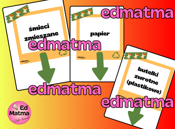 Segregacja w Klasie! Etykiety i Tabliczki na Kosze na Śmieci + Strzałki PDF