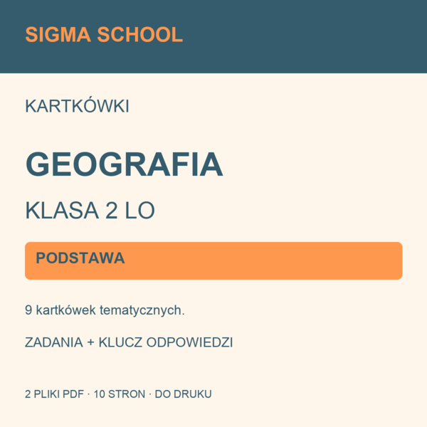 Kartkówki — geografia, klasa 2 LO — PODSTAWA + klucz odpowiedzi