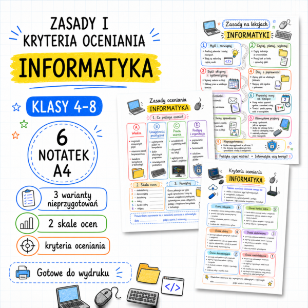 Przedmiotowe zasady i kryteria oceniania – INFORMATYKA, klasy 4–8