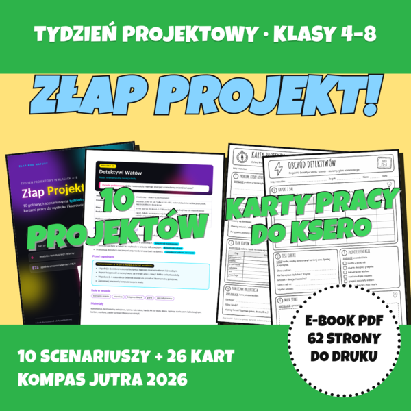Tydzień Projektowy w Kompasie Jutra Klasy 4–8 (Reforma 26) – Gotowe Scenariusze i Karty Pracy PDF