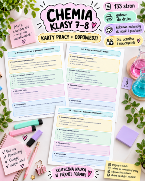Chemia + karty pracy klasy 7-8