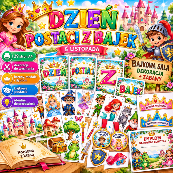 „BAJKOWA SALA – DEKORACJA + ZABAWY” 5 LISTOPAD - DZIEŃ BAJEK W PRZEDSZKOLU
