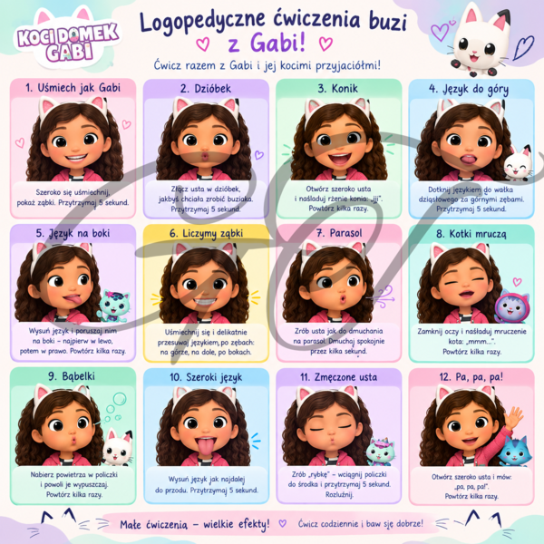 Logopedyczna gimnastyka buzi z Gabi