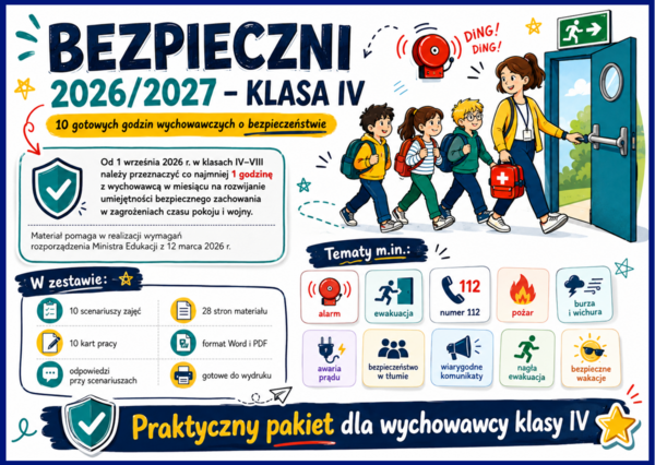 🛡️ BEZPIECZNI 2026/2027 – 10 gotowych godzin wychowawczych dla klasy IV