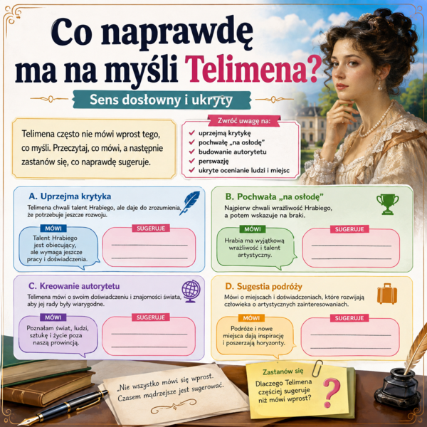 Co naprawdę ma na myśli Telimena? – sens dosłowny i ukryty
