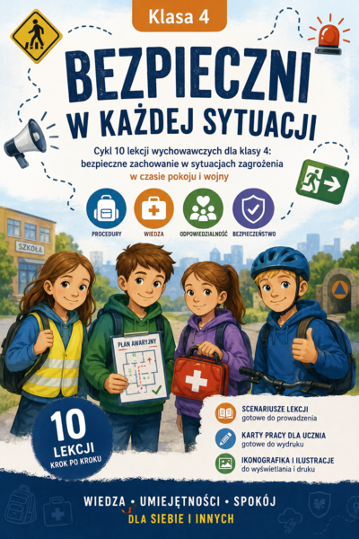Bezpieczni w każdej sytuacji -lekcje wychowawcze klasa 4 . Cykl zajęć o bezpieczeństwie
