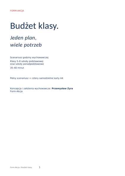 Budżet klasy. Jeden plan, wiele potrzeb — negocjacje i wspólne decyzje
