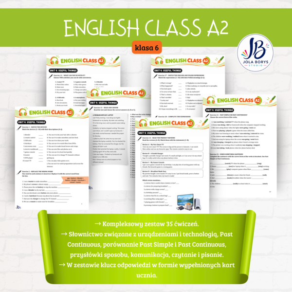 English Class A2 – klasa 6 – Unit 4 Useful Things | 35 ćwiczeń + odpowiedzi