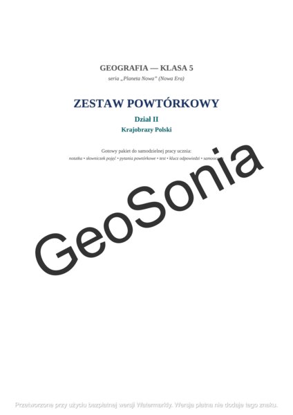 Gotowy zestaw powtórkowy przed sprawdzianem z Działu 2! „Krajobrazy Polski” (Geografia, Klasa 5, Planeta Nowa)