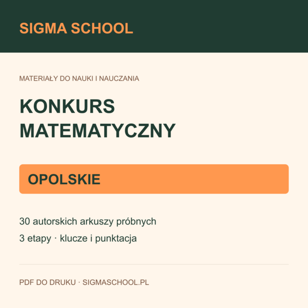 Próbne konkursy matematyczne — opolskie, 30 arkuszy + klucze