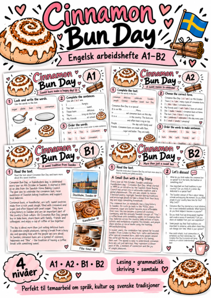 Cinnamon Bun Day – język angielski A1–B2 | 4 poziomy trudności