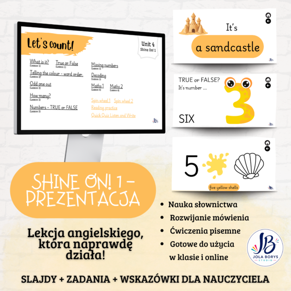 Shine On! 1 – Unit 4: Let’s Count! | prezentacja do lekcji – ponad 200 slajdów + gry i ćwiczenia