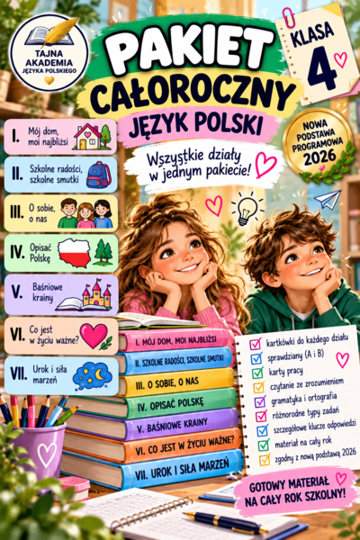 Pakiet całoroczny – Język polski | Klasa 4 | Nowa podstawa 2026