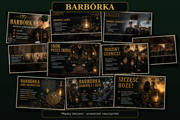 Barbórka – Dzień Górnika. 30 plansz edukacyjnych na gazetkę szkolną i zajęcia tematyczne