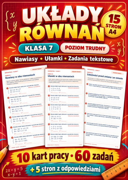 UKŁADY RÓWNAŃ-TRUDNE-klasa 7