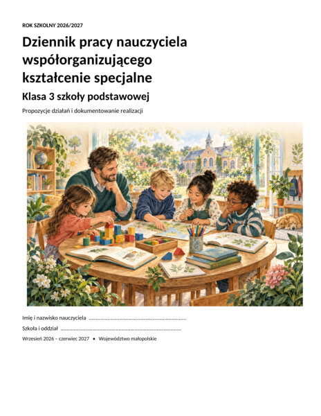 Dziennik nauczyciela współorganizującego kształcenie specjalne w klasie 3  na rok szkolny 2026/2027