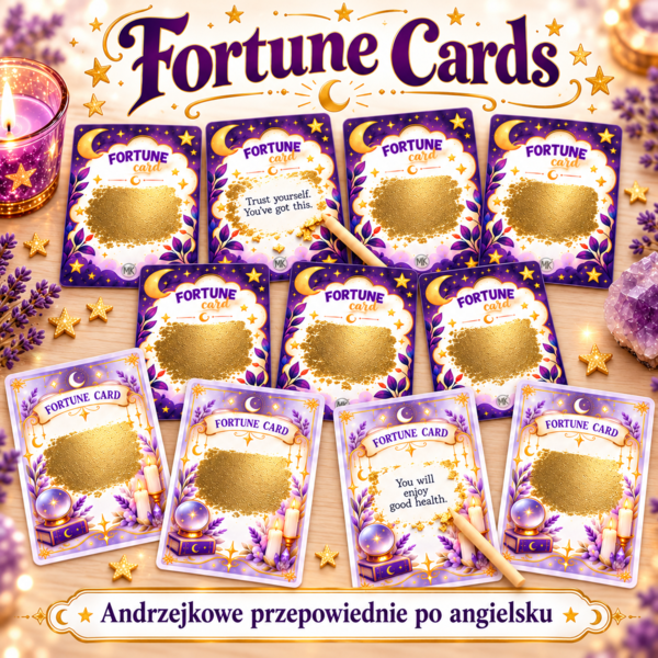 FORTUNE CARDS -karty z przepowiedniami andrzejkowymi w języku angielskim