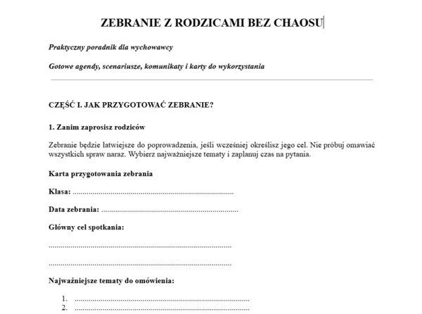 Zebranie z rodzicami bez chaosu