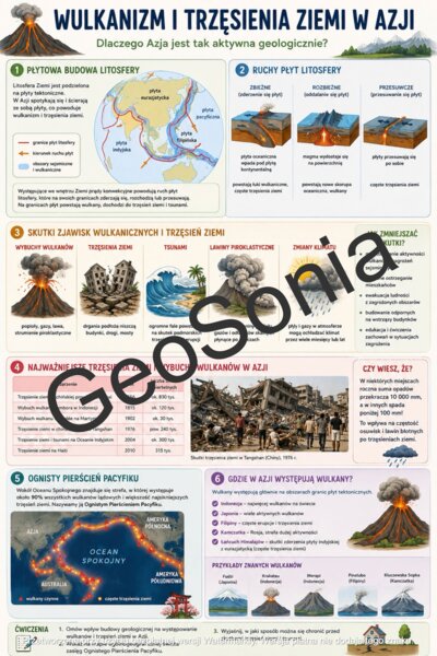 Wulkanizm i trzęsienia ziemi w Azji geografia klasa 8 sketchnotka