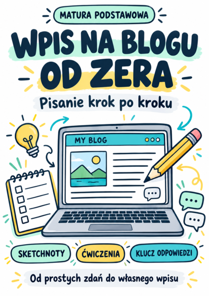 Wpis na blogu od zera — matura podstawowa | Sketchnoty, ćwiczenia i klucz odpowiedzi